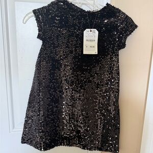 Zara Black Sequin Shift Dress girls size 6 kids